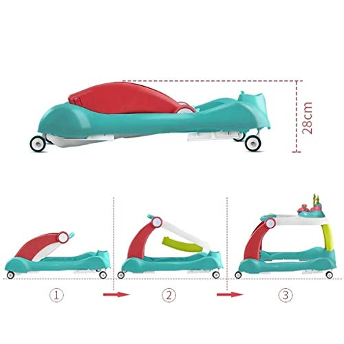 SZNWJ ygqtbc Caminar Caminante del bebé de Coche de bebé Multifuncional y Easy Clean TrayAnti antivuelco Plegable de Aprendizaje de Coches de Juguete (Color : Green)