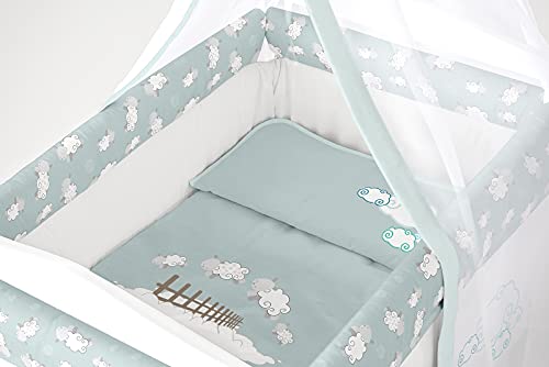 Tanuki 40479 MINICUNA Cuadrada + Tex Y Vel Counting Sheeps Aqua, 56x78x119