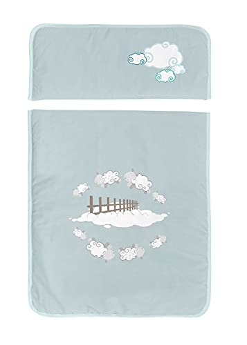 Tanuki 40479 MINICUNA Cuadrada + Tex Y Vel Counting Sheeps Aqua, 56x78x119