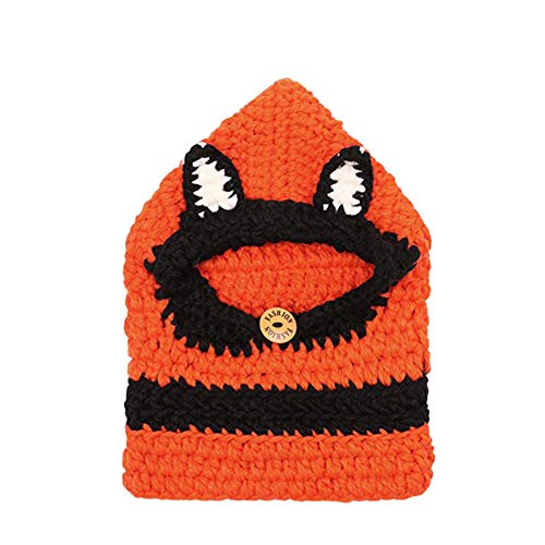 TBATM Baby Viking Knit Hat Beanie Hat Keep Warm Winter Hat Puffy Fox Sombrero Hecho A Mano Gorro De Cuello Babero Cálido para Niños Divertido Y Encantador,Naranja,Baby