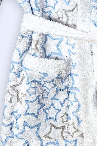 Ti TIN | Albornoz Infantil para Niño o Niña con Capucha | Albornoz 100% Algodón de Rizo Toalla | Suave y Absorbente con Diseño de Estrellitas Color Celeste | Talla de 3 año a 4 años