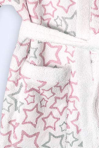 Ti TIN | Albornoz Infantil para Niño o Niña con Capucha | Albornoz 100% Algodón de Rizo Toalla | Suave y Absorbente con Diseño de Estrellitas Color Rosa | Talla de 3 año a 4 años