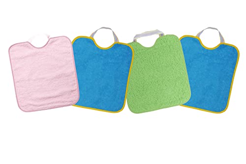 Ti TIN - Pack 4 Baberos Impermeables para Bebé Niña 90% Algodón | Lote de 4 Baberos con cierre de Goma para bebés de 6 a 18 meses | Se puede lavar a máquina | 23x28 cm