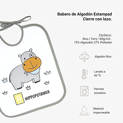 Ti TIN - Pack de 4 Baberos Impermeables para Bebés 73% Algodón - 27% Poliéster Forro Vinilo | Baberos con Cierre con Cintas para Bebés de 6 a 18 Meses