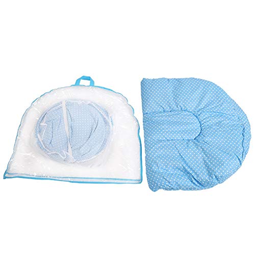 Tienda de campaña plegable para cama, mosquitera plegable portátil, tienda de cuna anti-insectos con almohada de colchón para bebé(blue)