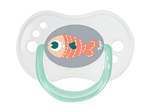 Tigex Chupetes reversibles | 0-6 meses | Chupetes de silicona día / noche | No BPA | Pescado | Pack de 3