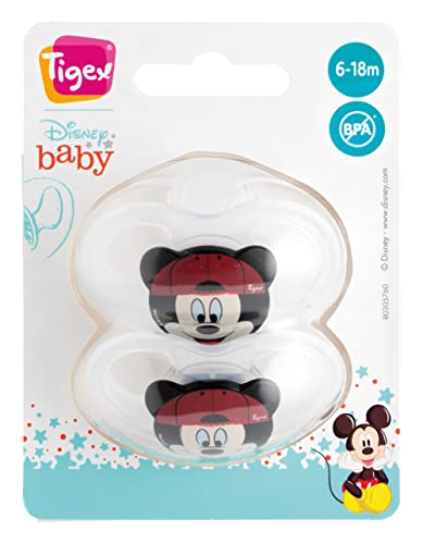 Tigex Soft Touch Friends Sucette | 6-18 meses | Chupetes de silicona | Disney Mickey Mouse | Lote de 2