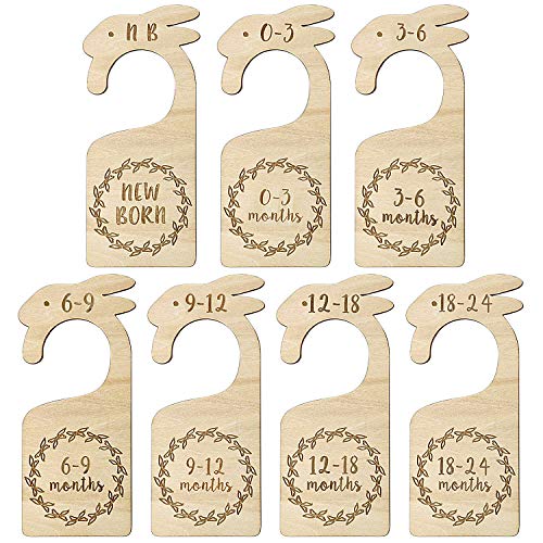 tingya Baby Closet Divider, para organizar la ropa del bebé, desde recién nacidos hasta jardín de infantes de 24 meses 7 juegos de separadores de armario de madera regalo (animal） (style 1)