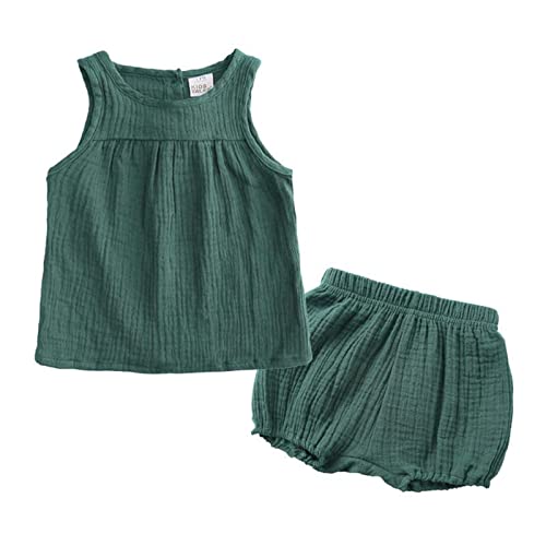 TMOYJPX Bonfor 2 piezas Conjuntos Ropa Bebe Niña Niño Verano Barata 3-6 Meses 1 año - 4 años Traje Camiseta sin manga Chaleco + Pantalón Corto Algodón y Lino Barata