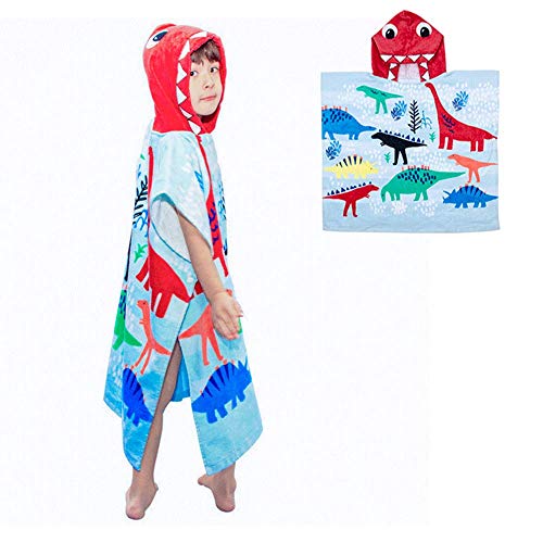 Toallas de baño con Capucha Poncho Niños 100% Algodón Toalla de Playa Toalla de baño Albornoz Nadar Motivo Cálido y Suave Para Niñas Niños Bebé (Dinosaurio Grande)