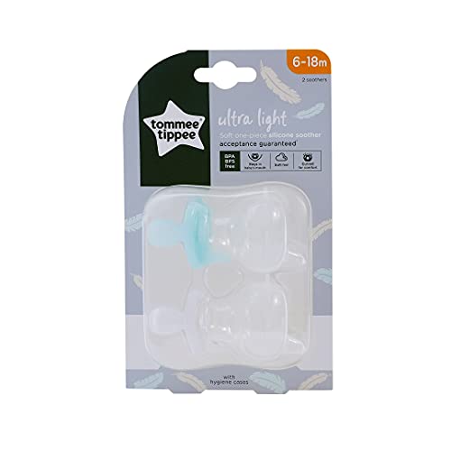 Tommee Tippee Chupete de Silicona Ultra-Light con Diseño Anatómico Simétrico, sin BPA, Diseño de una Sola Pieza, 6-18 Meses, Set de 2