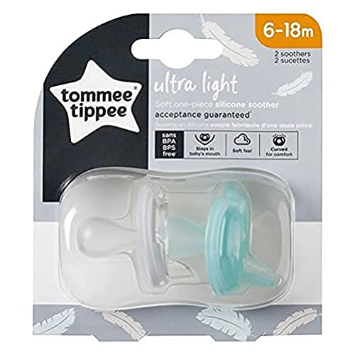 Tommee Tippee Chupete de Silicona Ultra-Light con Diseño Anatómico Simétrico, sin BPA, Diseño de una Sola Pieza, 6-18 Meses, Set de 2