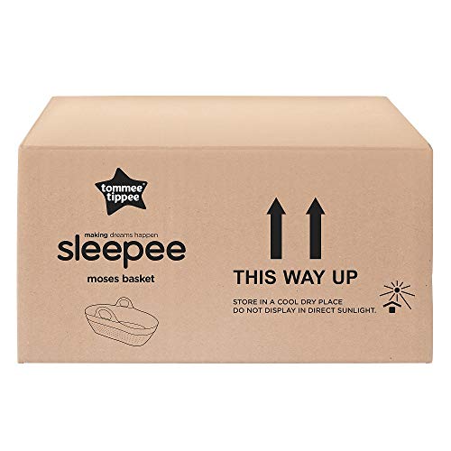 Tommee Tippee – Cuna Moisés para Bebés Sleepee, Cesta con Asas y Soporte, Eco-sostenible, Recién Nacidos, Color Gris