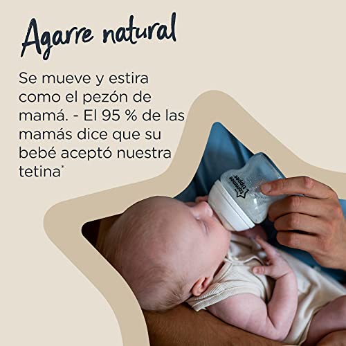 Tommee Tippee - Kit de Biberones Recién Nacido Closer to Nature, Tetina con Forma de Pecho y Válvula Anticólico, Tamaños Mixtos, Rosa