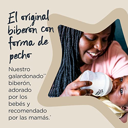 Tommee Tippee - Kit de Biberones Recién Nacido Closer to Nature, Tetina con Forma de Pecho y Válvula Anticólico, Tamaños Mixtos, Rosa