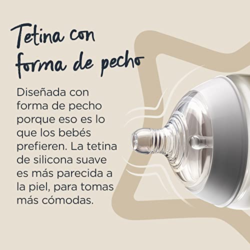 Tommee Tippee - Kit de Biberones Recién Nacido Closer to Nature, Tetina con Forma de Pecho y Válvula Anticólico, Tamaños Mixtos, Rosa