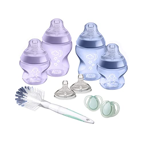 Tommee Tippee - Kit de Biberones Recién Nacido Closer to Nature, Tetina con Forma de Pecho y Válvula Anticólico, Tamaños Mixtos, Rosa