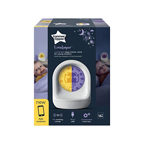 Tommee Tippee Reloj Entrenador de Sueño con Aplicación y Luz Nocturna para Niños, Blanco