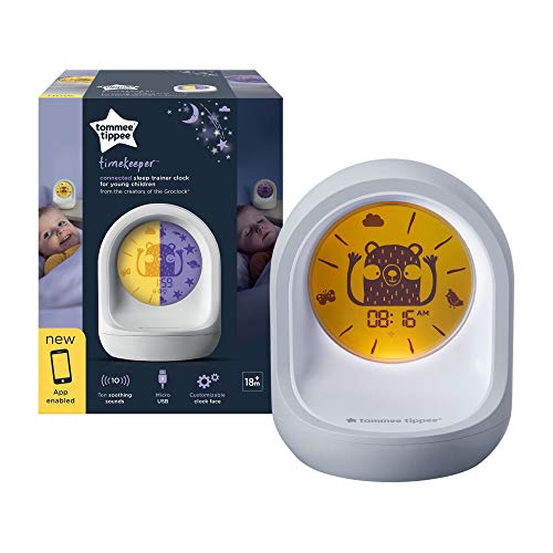 Tommee Tippee Reloj Entrenador de Sueño con Aplicación y Luz Nocturna para Niños, Blanco