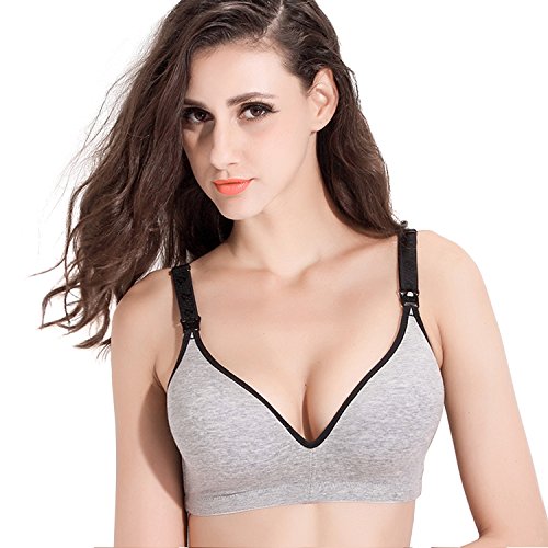 Topwhere® Sujetador Lactancia Premamá Algodón con (95C (36C), Gray)