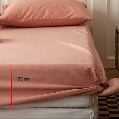 TOUMARY Sabana Bajera Ajustable Bolsillo Profundo Totalmente Elastic 120 * 200cm, Protector de colchón Liso de algodón, sábanas Todo Incluido para Dormitorio, Apartamentos, Pasta de Frijol Rojo