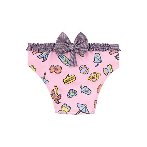 TOUS BABY - Bañador culetín Rosa con Volantes para Niña. Estampado Beach.(6-12 Meses)