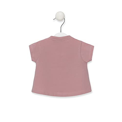 TOUS BABY - Camiseta Rosa Manga Corta para Niña, Estampado Dorado Frontal. (12-18 Meses)