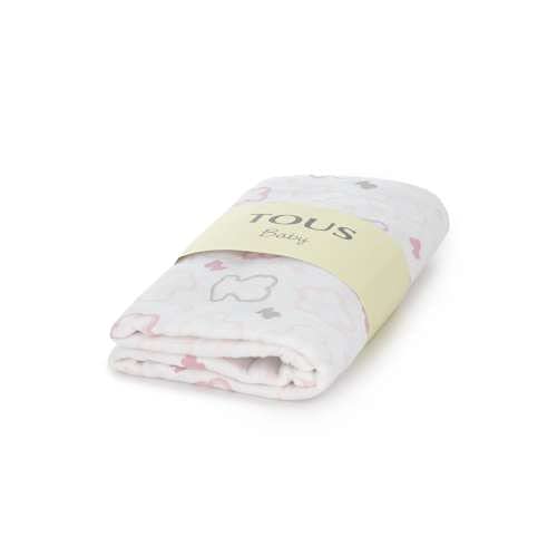 TOUS BABY - Muselina con Estampado de Flores y Osos para tu Bebé. (0 a 36 Meses) (Rosa)