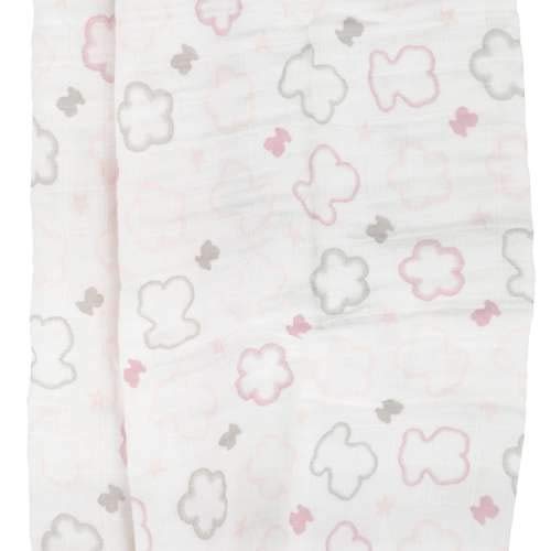 TOUS BABY - Muselina con Estampado de Flores y Osos para tu Bebé. (0 a 36 Meses) (Rosa)