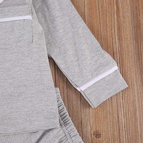 Trajes de Cuadros Rojos para niños pequeños, niñas y niños, Camiseta de Manga Larga, Pantalones, 2 uds, Pijamas de Invierno para el hogar, Ropa de Dormir (Gray,3-4 Años)