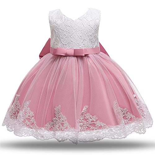 TTYAOVO Bebé Boda Bautismo Bautizo Tutu Vestido Chicas Princesa Vestir Talla(80) 6-12 Meses 648 Rosa Profundo