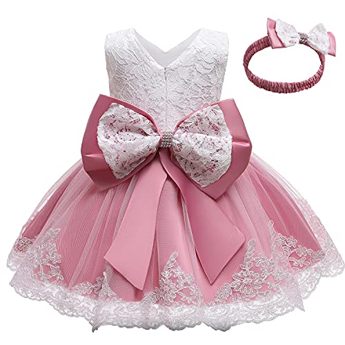 TTYAOVO Bebé Boda Bautismo Bautizo Tutu Vestido Chicas Princesa Vestir Talla(80) 6-12 Meses 648 Rosa Profundo