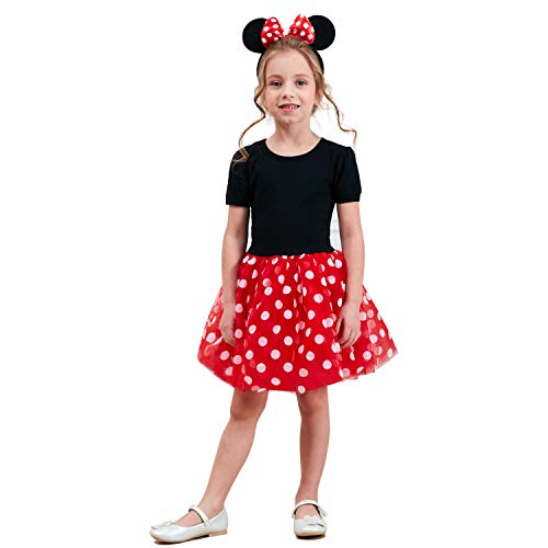 TTYAOVO Bebé Chicas Polca Punto Tutu Vestido Talla 130 (5-6 Años, 363 Rojo)