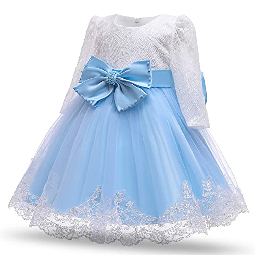 TTYAOVO Bebé Flor Vestir Tutu Vestir Princesa Fiesta Ropa Talla 70 (0-6 Meses) 724 Azul