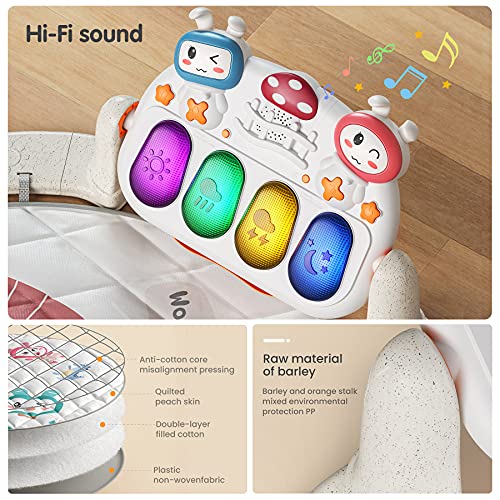 TUMAMA Baby Playmat Activity Gym para piso con juguetes colgantes suaves musicales y ligeros Control remoto Play Kick & Piano Sleep Soother Sound para niños pequeños