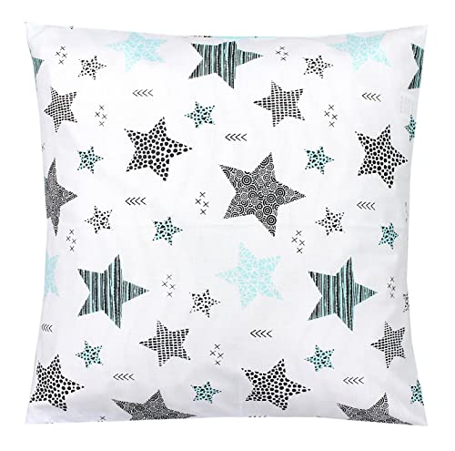 TupTam Fundas de Cojin con Diseño Decorativo para Niños Paquete de 2, Estrellas Menta Verde / Negro, 40 x 60 cm