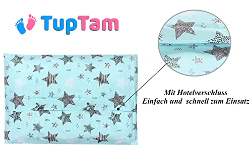 TupTam Fundas de Cojin con Diseño Decorativo para Niños Paquete de 2, Estrellas Menta Verde / Negro, 40 x 60 cm