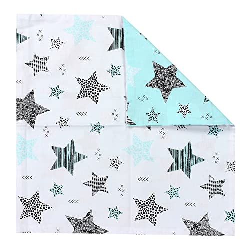 TupTam Fundas de Cojin con Diseño Decorativo para Niños Paquete de 2, Estrellas Menta Verde / Negro, 40 x 60 cm