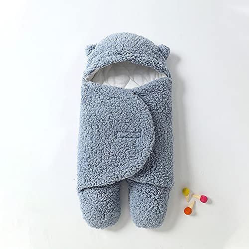 TURMIN Manta Envolvente para Bebé Recién Nacido, Abrigo de Invierno Bebés Swaddle, Suave Felpa Abrigo Cálido con Capucha, Manta Saco de Dormir para Bebés-Azul-M(3-6 Meses)