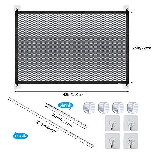 U-Picks Magic Gate para perros, puerta plegable para escalera, seguridad para mascotas, red de aislamiento para interior y exterior, instalación en cualquier lugar para perros y gatos, 110x72cm