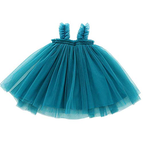 Ugitopi Vestido de Tutú para Niñas Pequeñas, sin Mangas, de Princesa, Infantil, de Tul (1-Blue, 120)