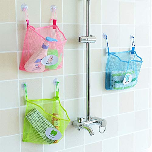 U/K Organizador de baño para bebé, con ventosa, color azul celeste, resistente y económico