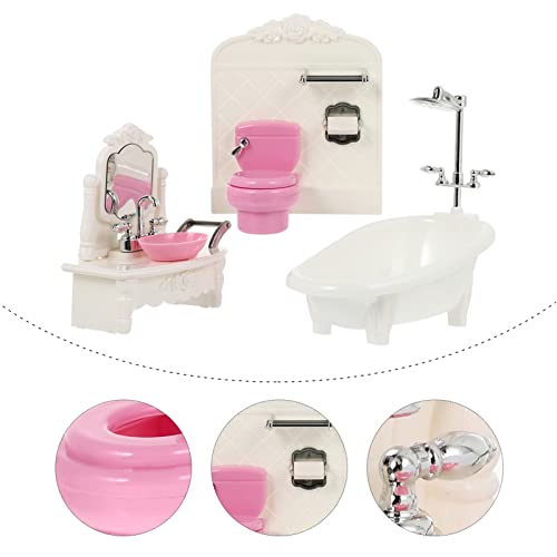 UKCOCO Casa de muñecas para el baño, 1 juego de accesorios de baño, miniherramienta para bañera, lavabo, modelo infantil, juguete (color aleatorio).