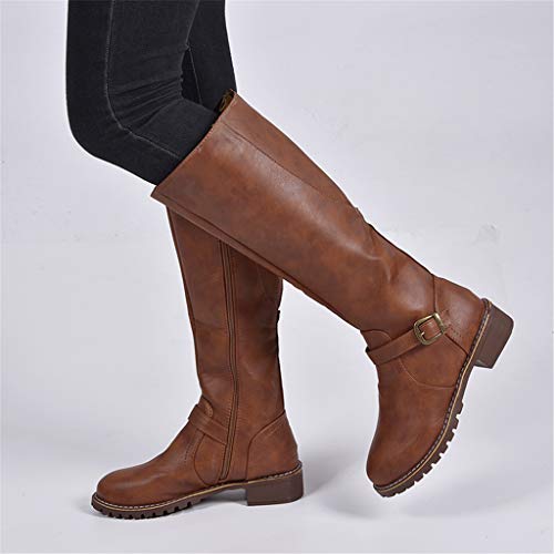 UMore Botas Altas Invierno Mujer, Camfosy Botas de Nieve Caña Ancha Zapatos Mujer Cuña Planos Sintética Peluche Jinete Bajo Cómodos Peludas Calentitas 2021