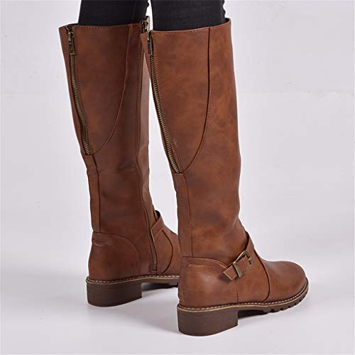 UMore Botas Altas Invierno Mujer, Camfosy Botas de Nieve Caña Ancha Zapatos Mujer Cuña Planos Sintética Peluche Jinete Bajo Cómodos Peludas Calentitas 2021