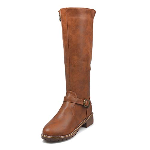 UMore Botas Altas Invierno Mujer, Camfosy Botas de Nieve Caña Ancha Zapatos Mujer Cuña Planos Sintética Peluche Jinete Bajo Cómodos Peludas Calentitas 2021