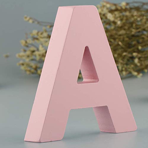 Unbekannt Letras de madera para colgar en la puerta de la A a la Z para habitación de niños, decoración de habitación de niños, color rosa (A)