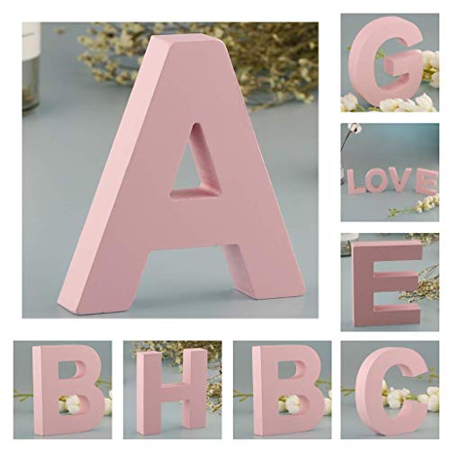 Unbekannt Letras de madera para colgar en la puerta de la A a la Z para habitación de niños, decoración de habitación de niños, color rosa (A)