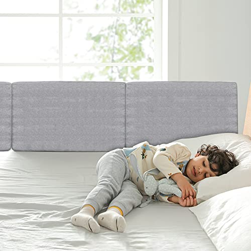 VA-Cerulean Barrera de protección para cama, altura ajustable, barrera de cama infantil que se puede combinar de forma gratuita, protección anticaídas para camas de padres(50 cm, lino gris)