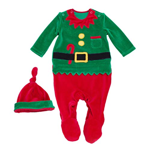 VALICLUD Bebé Niño Niña Traje de Navidad Elfo Mono con Sombrero Niño Niños Niñas Traje de Navidad Pijamas Ropa 66 Cm 3-6 Meses